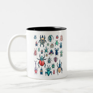 Tasse 2 Couleurs Illustration du coléoptère de style vintage aquare