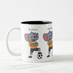 Tasse 2 Couleurs Illustration du joueur de football éléphant