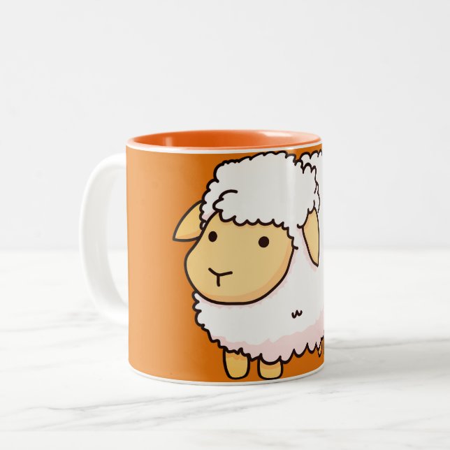 Tasse 2 Couleurs Illustration du mouton blanc mou (Devant gauche)