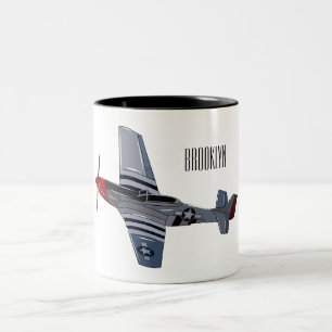 Tasse 2 Couleurs Illustration d'un avion de chasse-bombardier