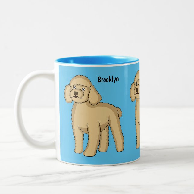 Tasse 2 Couleurs Illustration d'un caniche brun joyeux (Gauche)