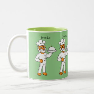 Tasse 2 Couleurs Illustration d'un chef tigre drôle et mignon