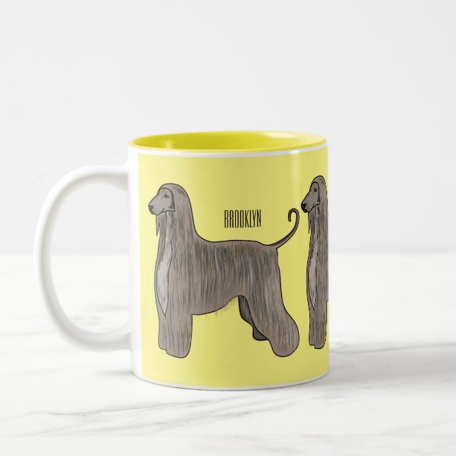Tasse 2 Couleurs Illustration d'un chien hound afghan (Gauche)