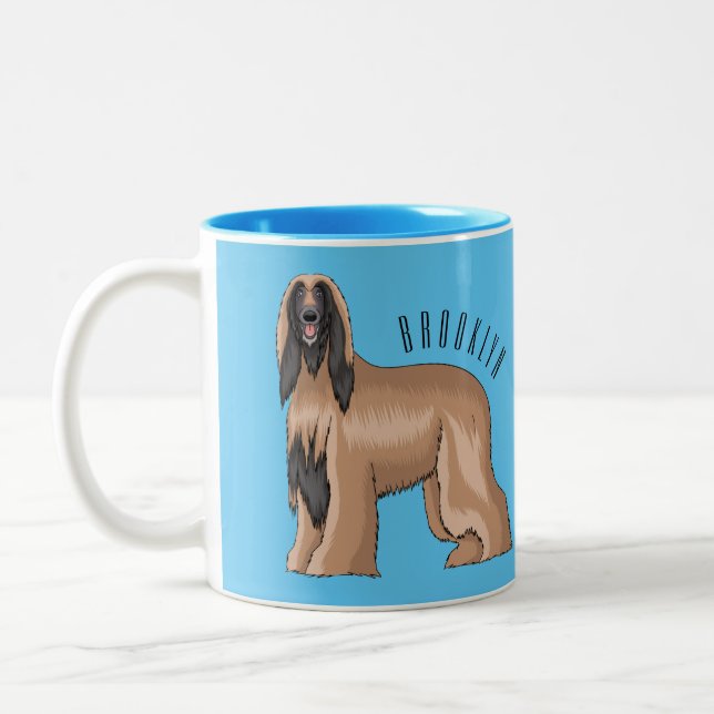 Tasse 2 Couleurs Illustration d'un chien hound afghan (Gauche)