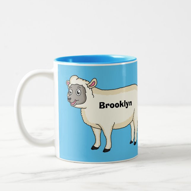Tasse 2 Couleurs Illustration d'un mouton joyeux (Gauche)