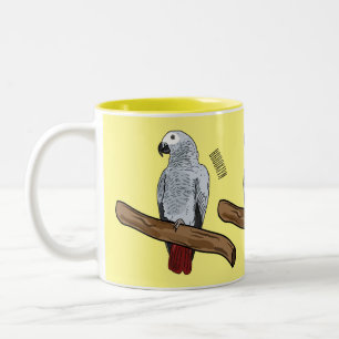 Tasse 2 Couleurs Illustration d'un perroquet gris en Afrique
