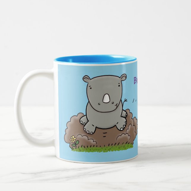 Tasse 2 Couleurs Illustration d'un petit rhinocéros (Gauche)