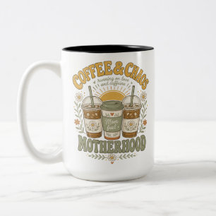 Tasse 2 Couleurs Illustration florale de maman drôle au café