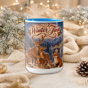 Tasse 2 Couleurs Illustration hivernale vintage