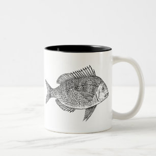 Tasse 2 Couleurs Illustration marine de poisson vintage