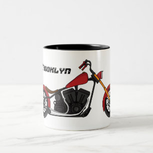 Tasse 2 Couleurs Illustration motocyclette de style hélicoïdal