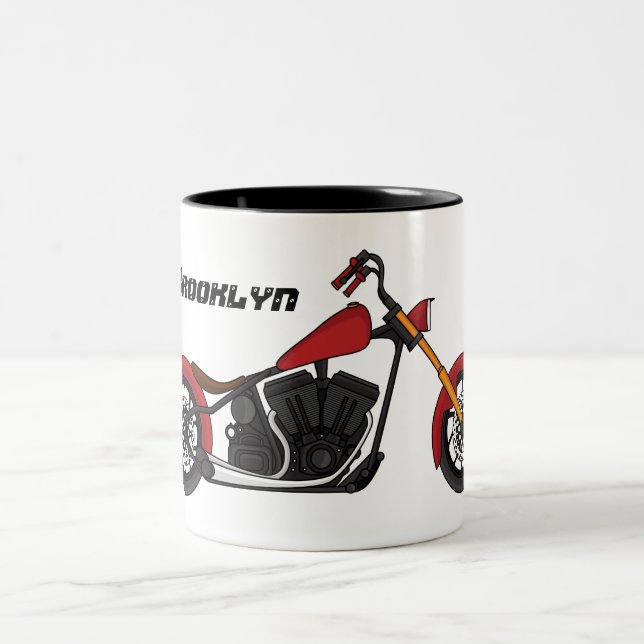 Tasse 2 Couleurs Illustration motocyclette de style hélicoïdal (Centre)