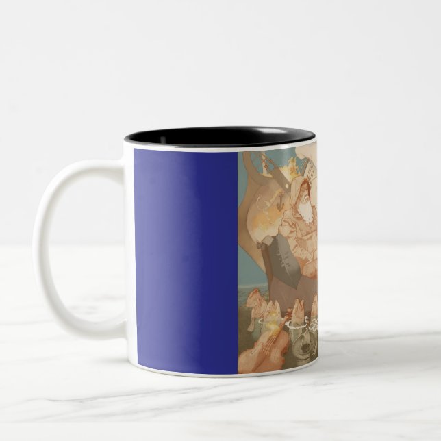 Tasse 2 Couleurs Illustration nautique du Vieux Homme (Gauche)