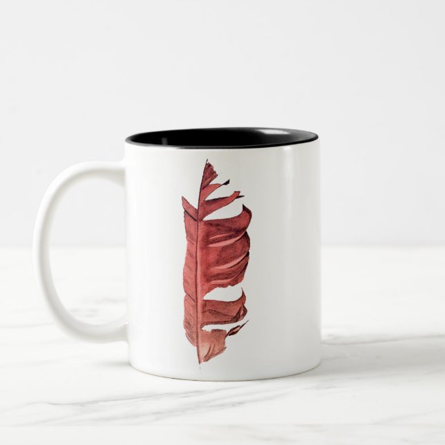 Tasse 2 Couleurs Illustration originale de dessin de plumes (Gauche)