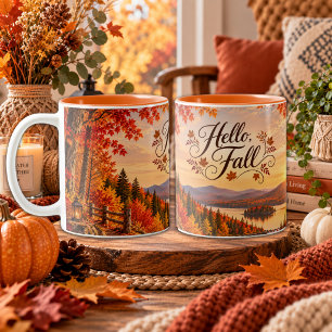 Tasse 2 Couleurs Illustration rustique de la saison d'automne
