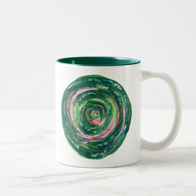 Tasse 2 Couleurs illustration vert-rose #2 de 4th-Heart Chakra (Droit)