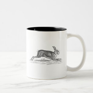 Tasse 2 Couleurs Illustration vintage de 1800s de lapin de lièvres
