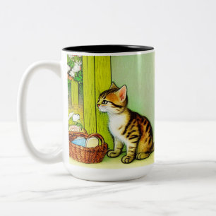 Tasse 2 Couleurs Illustration vintage Tabby Cat