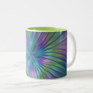 Tasse 2 Couleurs Imaginaire brillant coloré Fleur Abstrait Fractal 