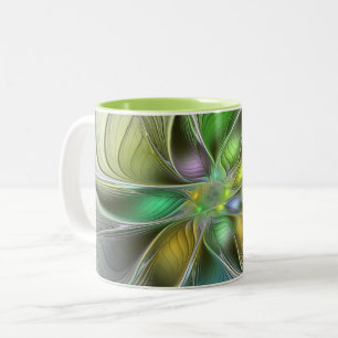 Tasse 2 Couleurs Imaginaire coloré Fleur moderne Abstrait Fractal