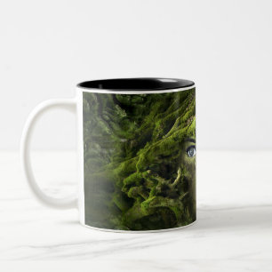 Tasse 2 Couleurs Imaginaire Fille Visage Lip Oeil vert Moss bois fo