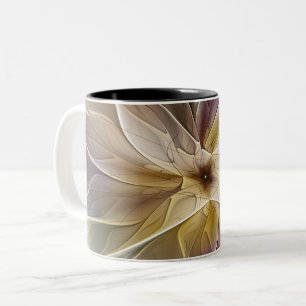Tasse 2 Couleurs Imaginaire Floral Gold Eggplant Art Fractal Abstra