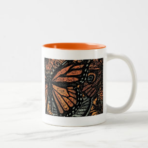 Tasse 2 Couleurs Imaginaire papillon orange art abstrait