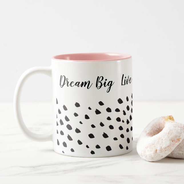 Tasse 2 Couleurs IMPARFAIT DABS DE PEINTURE mignon fun moderne mini (Avec donut)