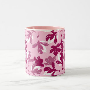 Tasse 2 Couleurs Impression botanique de magnolia rose