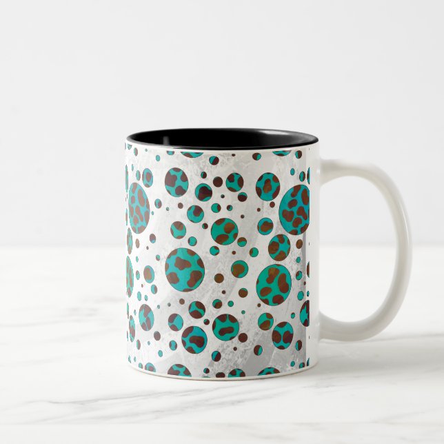 Tasse 2 Couleurs Impression Brown et Turquoise dalmate (Droit)
