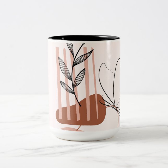 Tasse 2 Couleurs Impression d'art botanique moderne, (Centre)