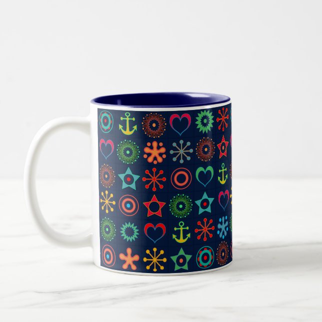 Tasse 2 Couleurs Impression de design rétro de formes amusantes abs (Gauche)