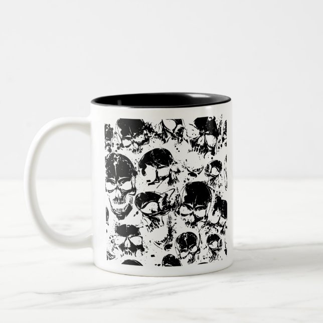 Tasse 2 Couleurs impression des crânes de grunge (Gauche)