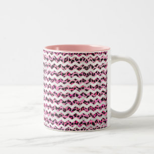 Tasse 2 Couleurs Impression léopard noir et rose chaud