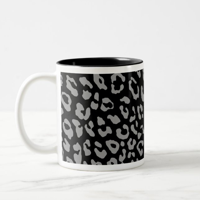 Tasse 2 Couleurs Impression léopard noir gris (Gauche)