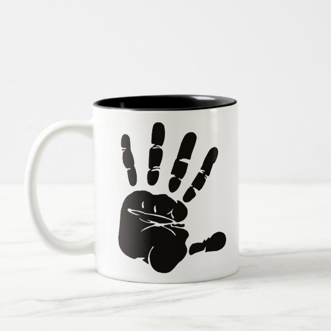 Tasse 2 Couleurs Impression main noir (Gauche)