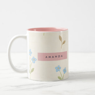 Tasse 2 Couleurs Impression personnalisée de fleur sauvage bleue ch