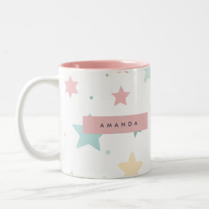 Tasse 2 Couleurs Impression personnalisée d'étoile pastel fantaisis