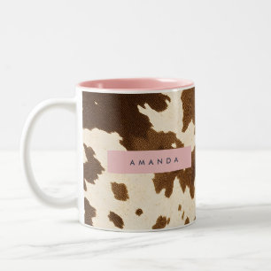 Tasse 2 Couleurs Impression Personnalisée en Cuir de Vache Marron R