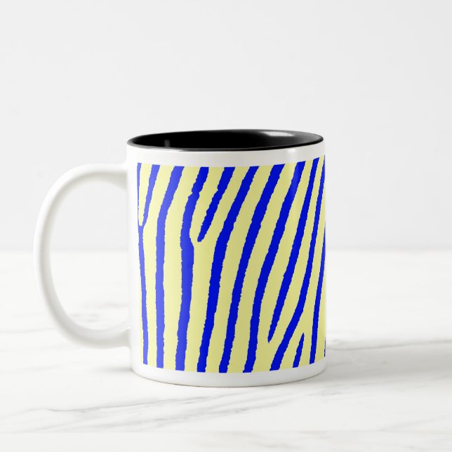 Tasse 2 Couleurs Impression Zèbre (Jaune & Bleu) (Gauche)