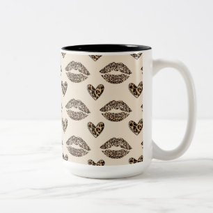 Tasse 2 Couleurs Imprimé chic beige et noir de léopard