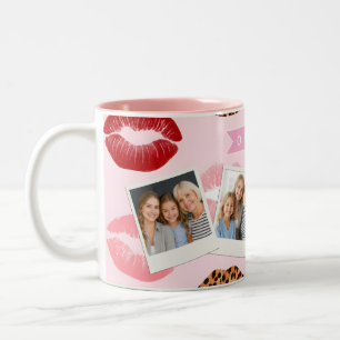 Tasse 2 Couleurs Imprimé léopard rose chic personnalisé sur les lèv