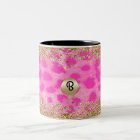 Imprimé léopard rose paillettes dorées monogramme