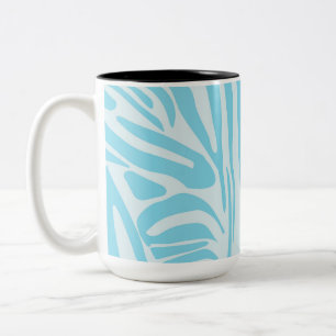 Tasse 2 Couleurs Imprimé Zèbre Bleu et Blanc Gras