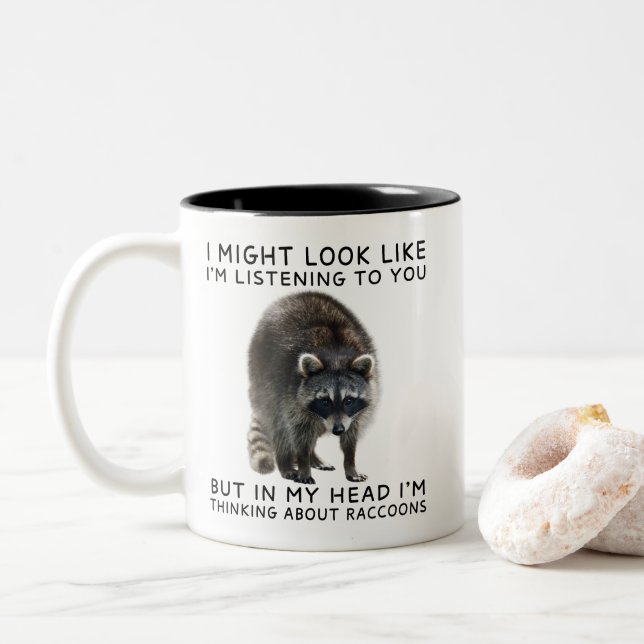 Tasse 2 Couleurs In My Head I'm Thinking About Raccoons Funny (Avec donut)
