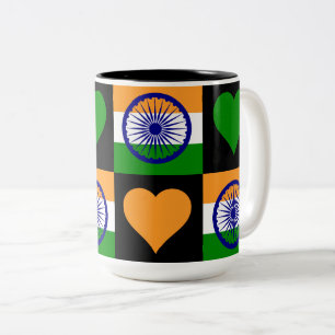 Tasse 2 Couleurs Inde Drapeau Coeur Motif Patriotique Indian Pride