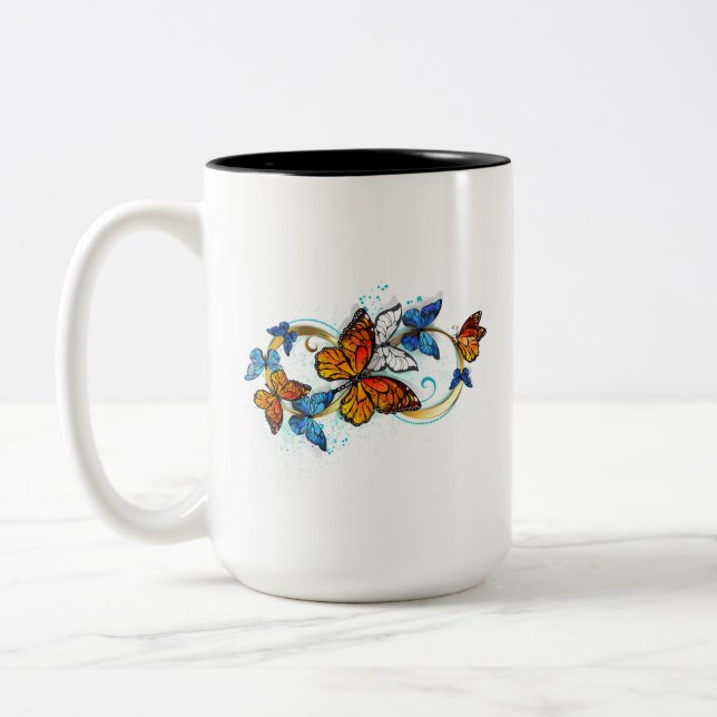 Tasse 2 Couleurs Infini de papillons monarques (Gauche)