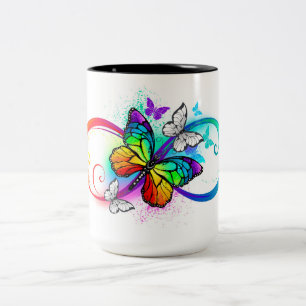 Tasse 2 Couleurs Infini lumineux avec papillon arc-en-ciel