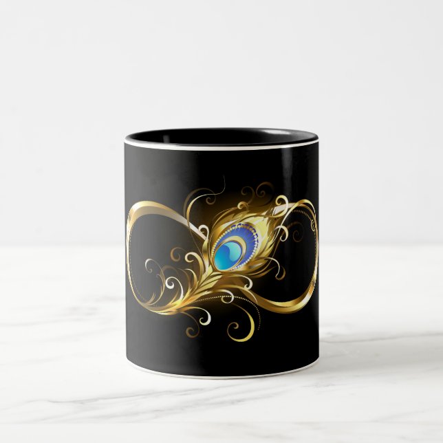 Tasse 2 Couleurs Infinité avec plume de paon doré (Centre)