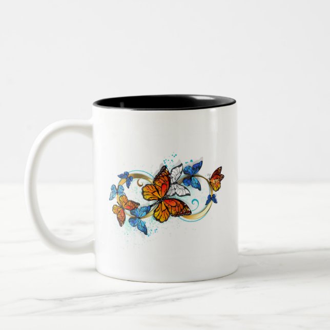 Tasse 2 Couleurs Infinité de papillons monarques (Gauche)